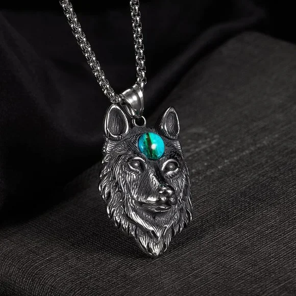 men wolf head necklace - Picture 5 of 6
